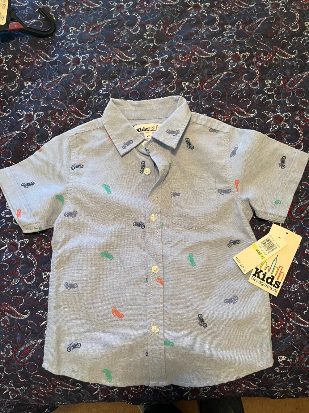 Kids Headquarters Boy Chambray Button Shirt 4T NWT